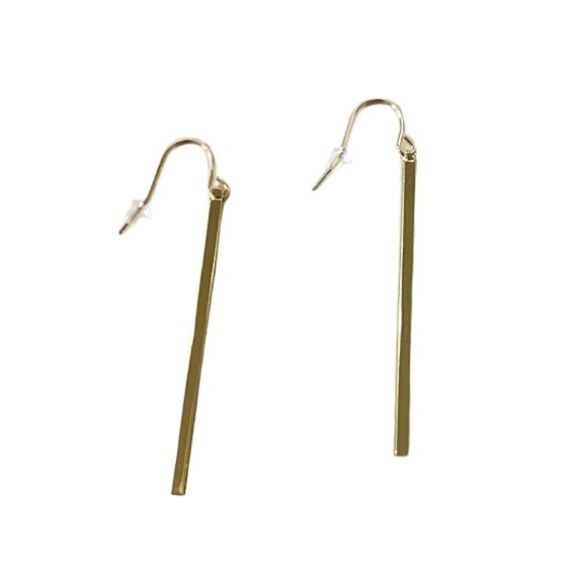 Gold Geometric Drop Earrings - Picture 1 of 4